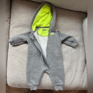 Nike Infant Gray and Neon Green Jumpsuit